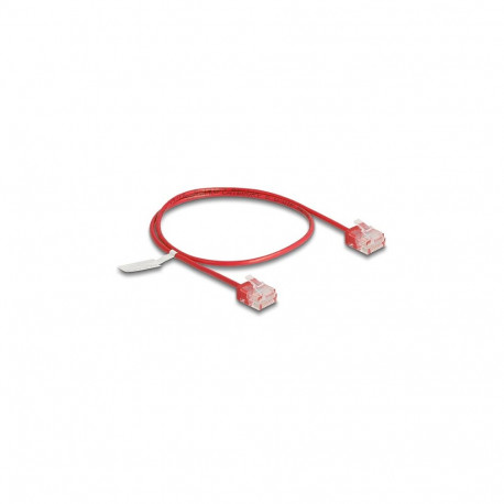 "Delock RJ45 Netzwerkkabel Cat.6 UTP Ultra Slim 0,5 m rot mit kurzen Steckern"