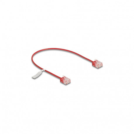 Delock RJ45 võrgukaabel Cat.6 UTP Ultra Slim 0,3 m punane lühikeste pistikutega