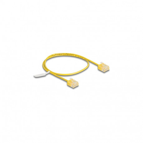 "Delock RJ45 Netzwerkkabel Cat.6 UTP Ultra Slim 0,5 m gelb mit kurzen Steckern"