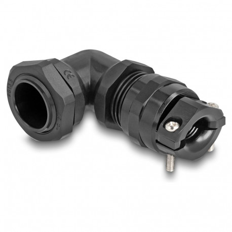 "Delock Kabelverschraubung mit Zugentlastung und Biegeschutz 90° gewinkelt PG13,5 schwarz"