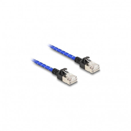 "Delock RJ45 Netzwerkkabel mit Geflechtmantel Cat.6A U/FTP Slim 2 m blau"
