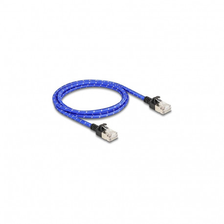 "Delock RJ45 Netzwerkkabel mit Geflechtmantel Cat.6A U/FTP Slim 1 m blau"