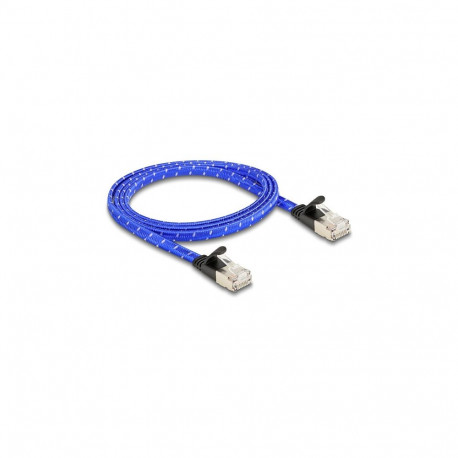 "Delock RJ45 Flachband Netzwerkkabel mit Geflechtmantel Cat.6A U/FTP 1 m blau"