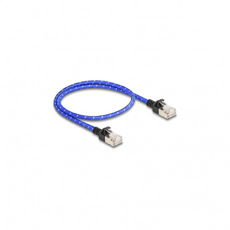 Delock RJ45 punutud ümbrisega võrgukaabel Cat.6A U/FTP Slim 0,5 m sinine