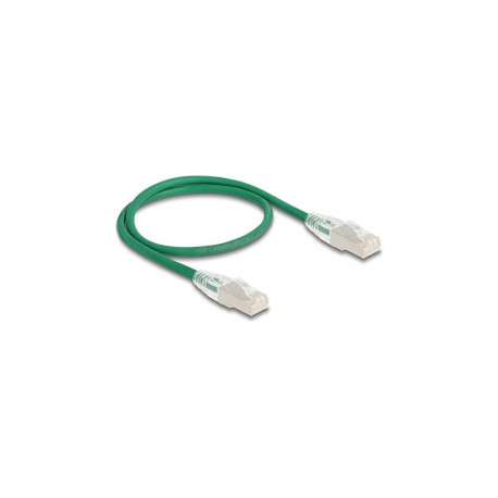 "Delock RJ45 Netzwerkkabel Cat.6A Stecker zu Stecker mit gebogener Rastnase U/FTP Slim 0,5 m grün"