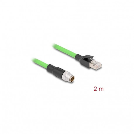 "Delock M12 Kabel X-kodiert 8 Pin Stecker zu RJ45 Stecker PUR (TPU) 2 m"