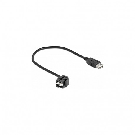 Delock Keystone moodul USB 2.0 A pesa 110° > USB 2.0 A pesa kaabliga, must
