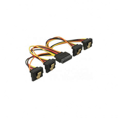 Delock SATA 15 pin lukustusfunktsiooniga toitekaabel, pistik > 4 x pesa, alla suunatud, 15 cm
