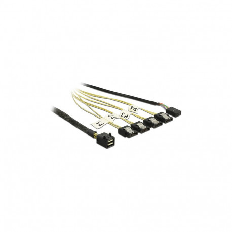 "Delock Kabel Mini SAS HD SFF-8643 > 4 x SATA 7 Pin Reverse + Sideband 0,5 m"