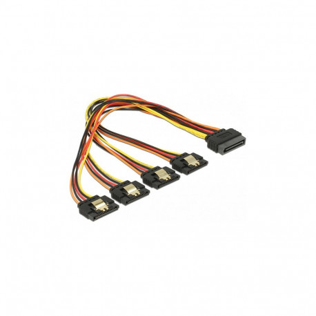 Delock SATA 15 Pin toitekaabel lukustusfunktsiooniga pistik > 4 x sirget pesa 30 cm