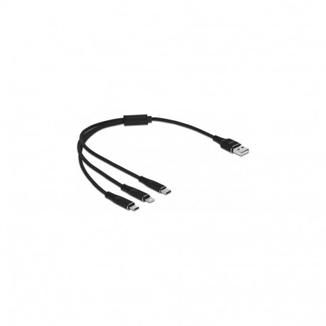 Delock 3-ühes USB laadimiskaabel Type-A - Lightning / Micro USB / USB Type-C 30 cm must
