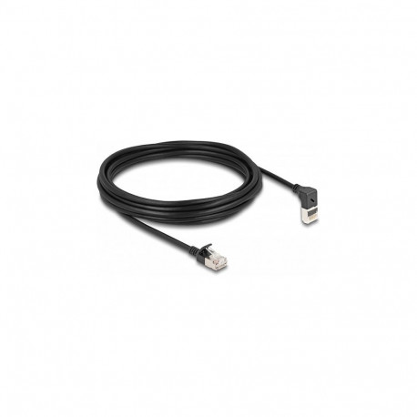 "Delock RJ45 Netzwerkkabel Cat.6A S/FTP Slim 90° oben gewinkelt / gerade 5 m schwarz"