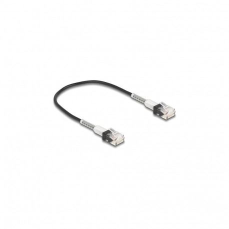 "Delock RJ45 Netzwerkkabel mit doppeltem Knickschutz Cat.6A UTP Slim 0,3 m schwarz"