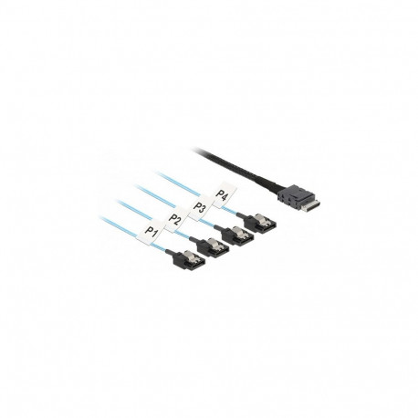 "Delock Kabel OCuLink SFF-8611 > 4 x SATA 7 Pin 1 m Metall"