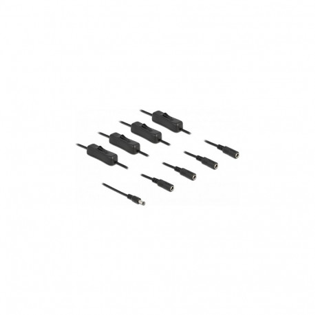 "Kabel DC 5,5 x 2,1 mm Stecker zu 4 x DC Buchse mit Schalter 1 m"