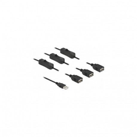 "Kabel USB Typ-A Stecker zu 3 x USB Typ-A Buchse mit Schalter 1 m"