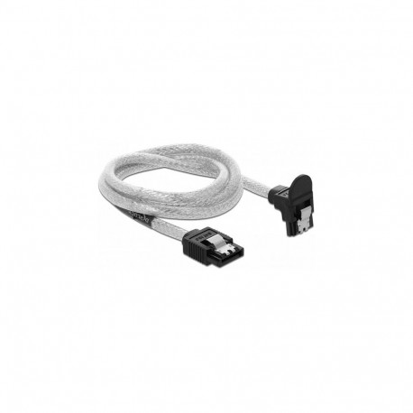 "Delock SATA 6 Gb/s Kabel gerade auf unten gewinkelt 70 cm transparent"