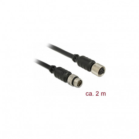 "Delock M8 Sensor- / Aktorverlängerungskabel M8 6 Pin Stecker zu M8 6 Pin Buchse wasserdicht 2 m"