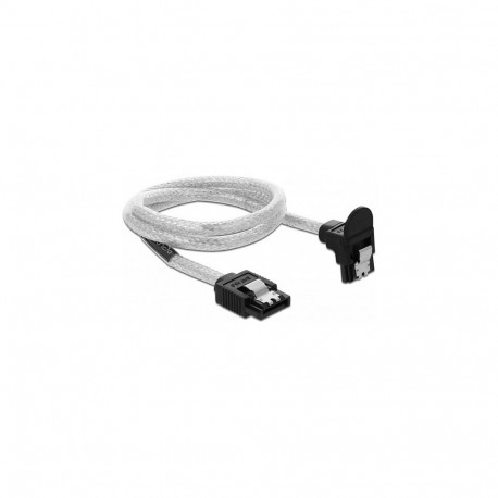 Delock SATA 6 Gb/s kaabel, sirge ja allapoole nurgaga, 50 cm, läbipaistev