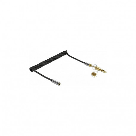 "Delock Spiralkabel Verlängerung 3,5 mm 3 Pin Klinkenstecker zu Klinkenbuchse mit 6,35 mm Schraubada