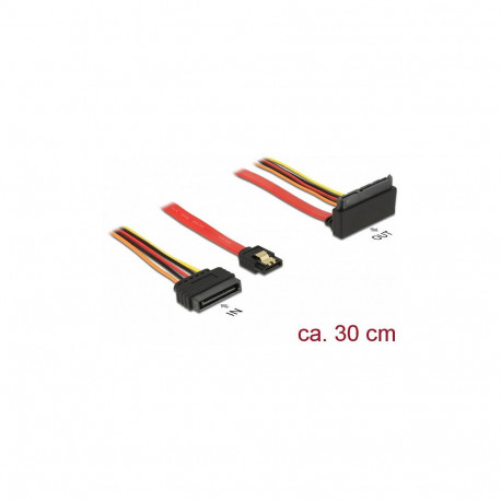 "Delock Kabel SATA 6 Gb/s 7 Pin Buchse + SATA 15 Pin Strom Stecker > SATA 22 Pin Buchse oben gewinke