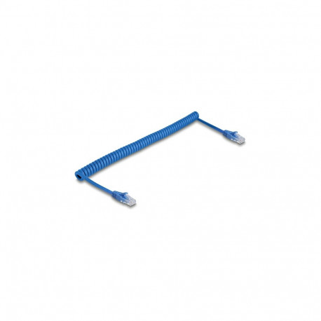 "Delock RJ45 Spiralkabel Stecker zu Stecker Cat.6 UTP 1,3 m bis 3,3 m blau"