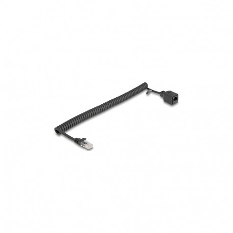 Delock RJ45 spiraalkaabel pistikust pesasse Cat.5e UTP 0,8 m kuni 2 m must