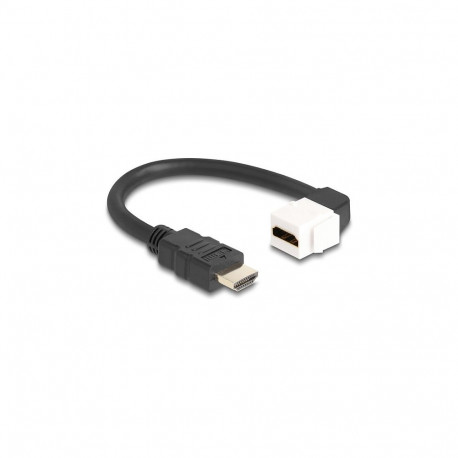 Delock Keystone-moodul kaabel HDMI pistik-pesa 90° nurgaga 8K 60 Hz 20 cm must