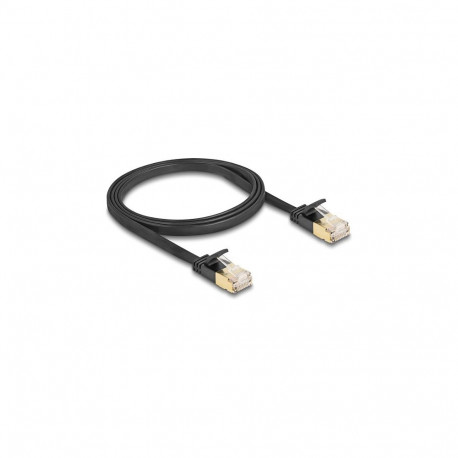 "Delock RJ45 Netzwerkkabel Cat.6A Stecker zu Stecker mit robuster Rastnase und Cat.7 Rohflachbandkab