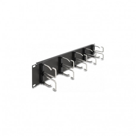 "19"" Kabelmanagement Rangierpanel mit 10 Metallbügel 2 HE schwarz"
