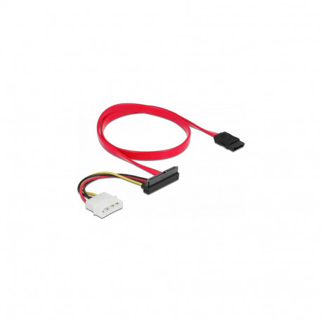 "Delock Kabel SATA 6 Gb/s 7 Pin Buchse + Molex 4 Pin Strom Stecker > SATA 22 Pin Buchse oben gewinke
