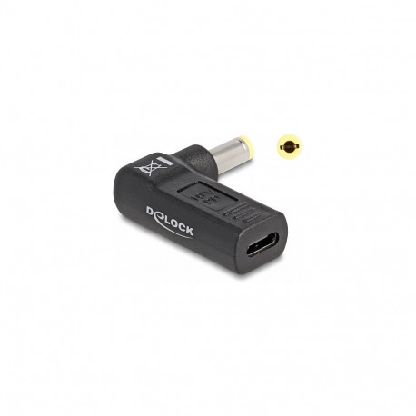 "Delock Adapter für Notebook Ladekabel USB Type-C™ Buchse zu 5,5 x 2,5 mm Stecker 90° gewinkelt"