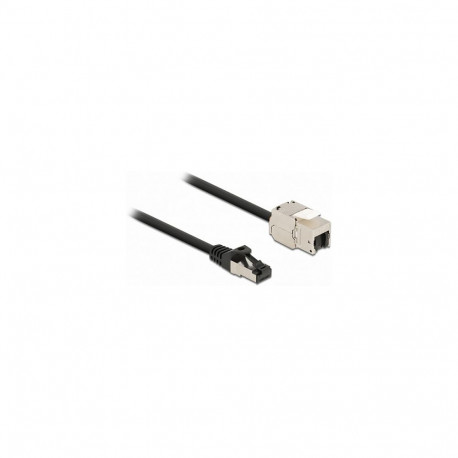 Delock RJ45 pistiku ja Keystone-mooduli RJ45 pesaga kaabel Cat.6A 25 cm must