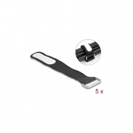 "Delock Klettkabelbinder mit Schlaufe und Beschriftungsfeld L 127 x B 20 mm schwarz 5 Stück"