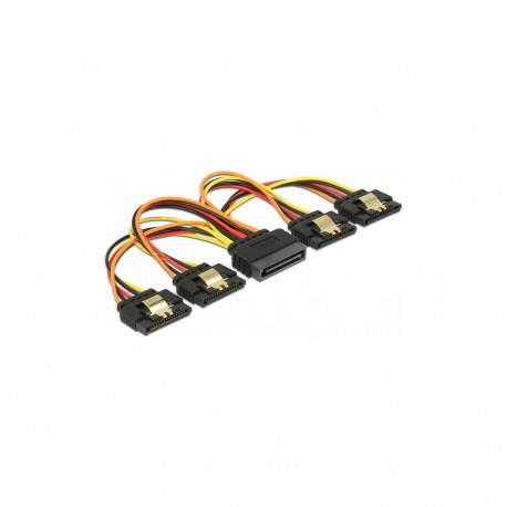 Delock SATA 15 Pin toitekaabel lukustusfunktsiooniga pistik > 4 x sirge pesa, 15 cm