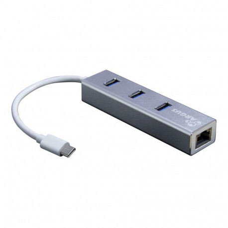 Inter-Tech Argus IT-410-S USB-C jaotur 3Port 1x RJ45 Gigabit Lan passiivne hõbedane