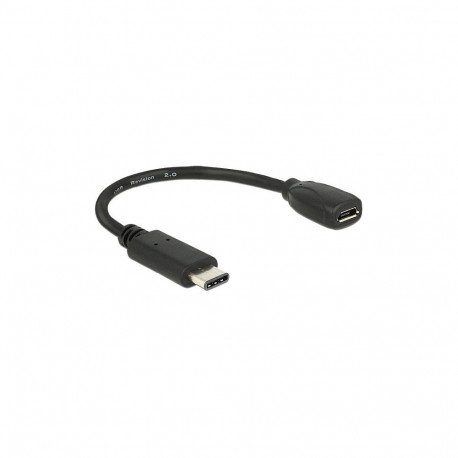 "Adapterkabel USB Type-C™ 2.0 Stecker > USB 2.0 Typ Micro-B Buchse 15 cm schwarz"