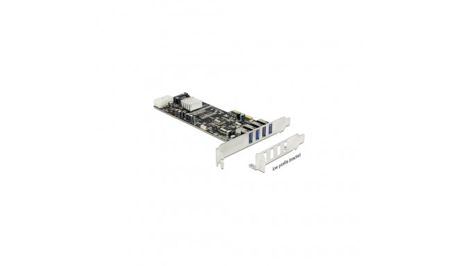 "PCI Express x4 Karte zu 4 x extern USB 5 Gbps Quad Channel - Low Profile Formfaktor"