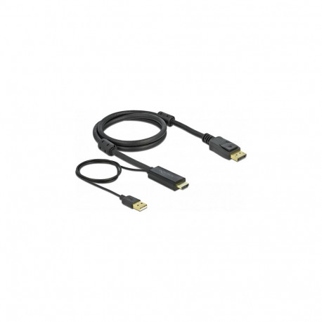 Delock HDMI M DisplayPort M 4K kaabel 1m USB A M toitega must