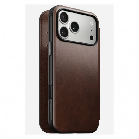 "Nomad Modern Leather Folio iPhone 17 Pro Max Rustic Brown H"