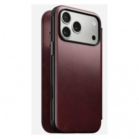 "Nomad Modern Leather Folio iPhone 17 Pro Max Burgundy H."