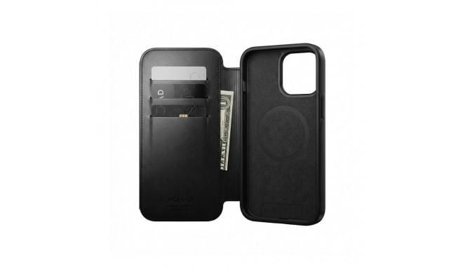 Nomad modernne must Horween nahast kaantega ümbris iPhone 17 Pro Max