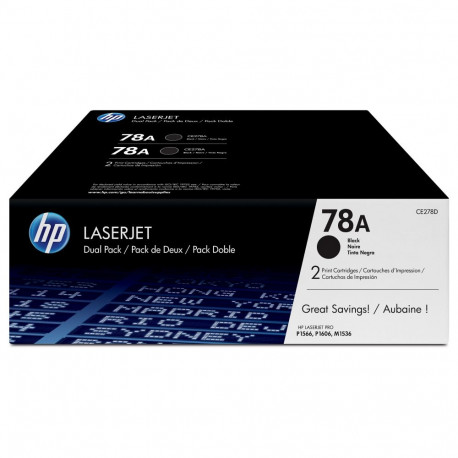 HP 78A originaal LaserJet toonerikassett CE278AD must standardmaht 2100 lehte 2-pakk