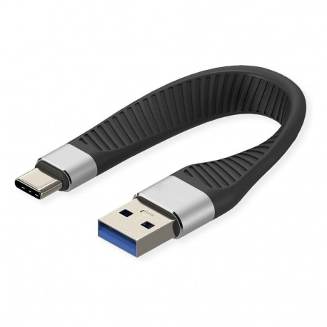 "ROLINE USB 3.2 Gen 2 Silikonkabel C-A ST/ST 10Gbit/s Emark schwarz 11cm"