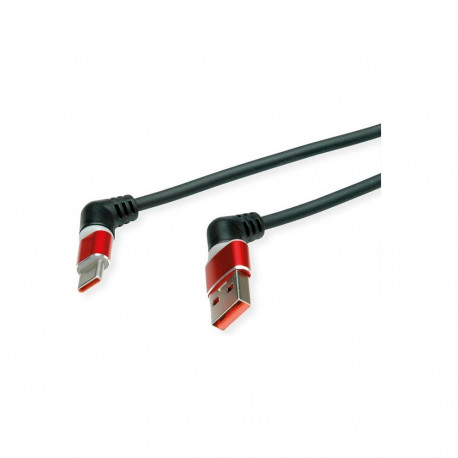 "ROLINE USB 2.0 Kabel Typ-C - Typ-A ST/ST 360 Rotation schwarz / rot 2m"