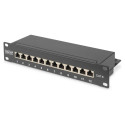 DIGITUS patch-paneel 1HE 12-port Cat6 ClassE varjestatud must