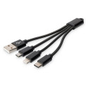 "DIGITUS 3-in-1 Ladekabel USB A Lightning + Micro USB + USB-C"