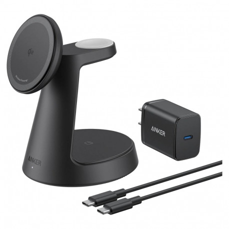 "ANKER MagGo 3-in-1 Charging Station kabellose Ladestation schwarz Qi2 15W inkl. zertifiziertes Modu