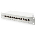 Digitus Cat.6A varjestatud jaotuspaneel, 12-port, 10", hall