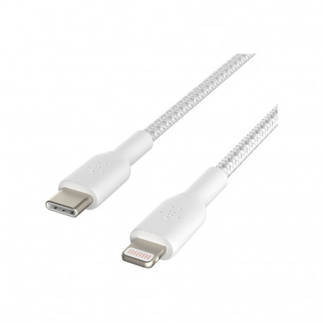 Belkin Lightning/USB-C mfi 1m valge põimitud kaabel